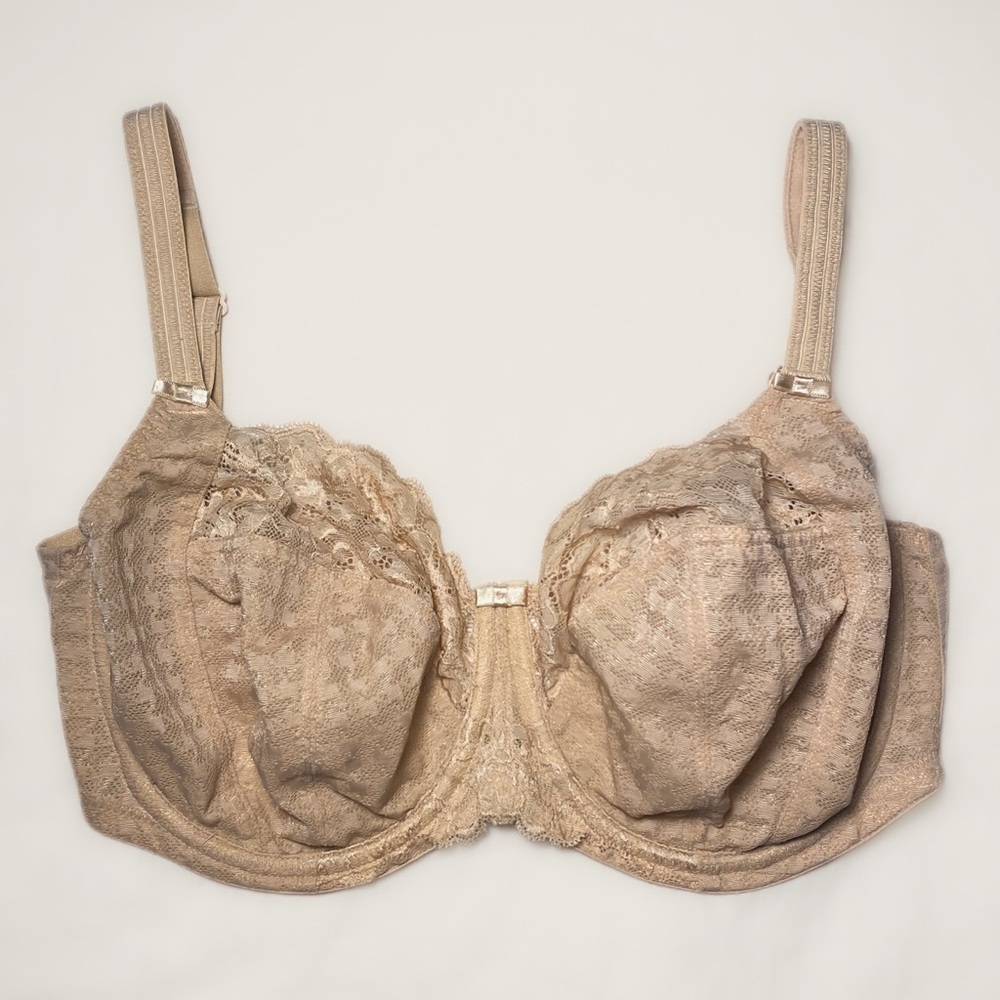 32J Panache Tan Nude Lace Full Cup Coverage Bra Chai Envy Wired Unlined